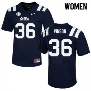 Womens Ole Miss #36 Rayf Vinson Navy Embroidery Jerseys 653600-809