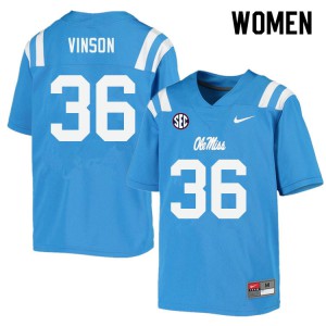 Women's University of Mississippi #36 Rayf Vinson Powder Blue College Jersey 233810-513