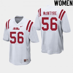 Women University of Mississippi #56 Reece McIntyre White Embroidery Jerseys 934992-356