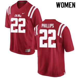 Womens University of Mississippi #22 Scottie Phillips Red Player Jersey 770239-833