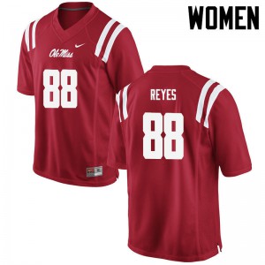 Women Ole Miss Rebels #88 Ty Reyes Red Football Jersey 801389-297
