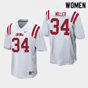 Womens Ole Miss #34 Zavier Miller White Stitch Jerseys 931325-162