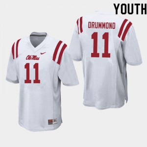 Youth University of Mississippi #11 Dontario Drummond White NCAA Jersey 963877-862