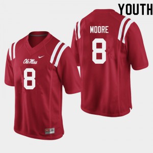 Youth University of Mississippi #8 Elijah Moore Red Player Jerseys 462990-756