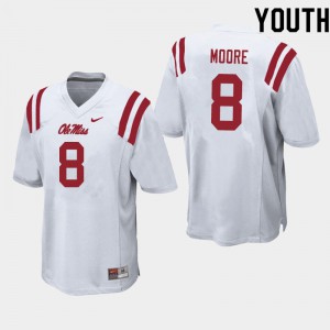 Youth Ole Miss #8 Elijah Moore White Stitched Jerseys 780181-355