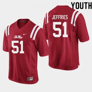 Youth Ole Miss #51 Eric Jeffries Red NCAA Jersey 424675-982