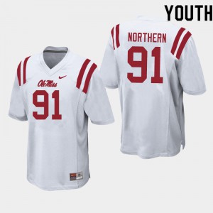 Youth Ole Miss #91 Hal Northern White Football Jersey 809108-520