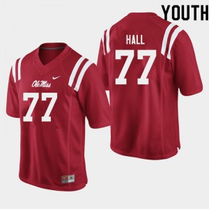 Youth Ole Miss Rebels #77 Hamilton Hall Red NCAA Jerseys 358236-429