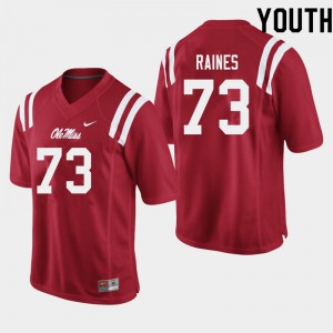 Youth Ole Miss #73 John Raines Red NCAA Jerseys 568995-458