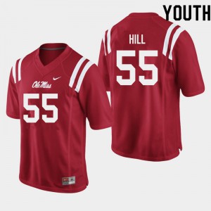 Youth University of Mississippi #55 KD Hill Red High School Jerseys 944477-474