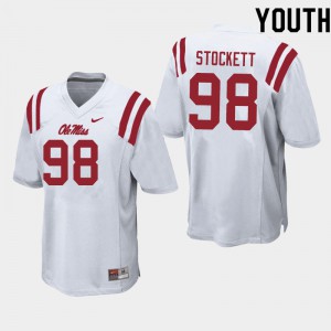 Youth Ole Miss Rebels #98 Lawson Stockett White Official Jersey 325133-602