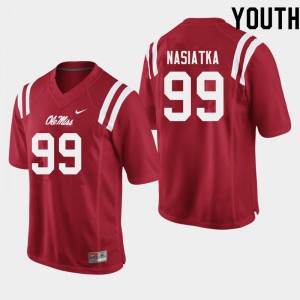 Youth University of Mississippi #99 Patrick Nasiatka Red Football Jerseys 623515-448