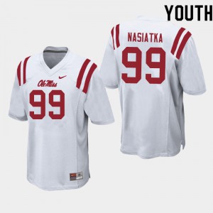 Youth Ole Miss #99 Patrick Nasiatka White Official Jerseys 226057-743