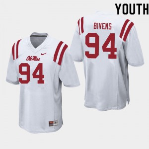 Youth University of Mississippi #94 Quentin Bivens White High School Jersey 957834-305