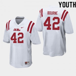 Youth University of Mississippi #42 Truett Bourne White Player Jersey 521802-102