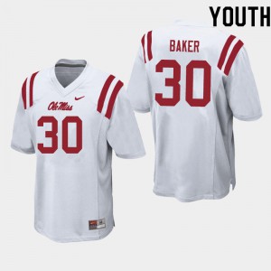 Youth University of Mississippi #30 Zikerrion Baker White Player Jerseys 445348-509