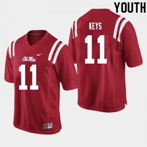 Youth Ole Miss Rebels #11 Austin Keys Red Player Jersey 103528-598