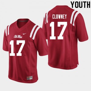 Youth Ole Miss #17 Demon Clowney Red Official Jersey 212424-612