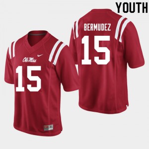 Youth Ole Miss #15 Derek Bermudez Red Embroidery Jersey 324666-944