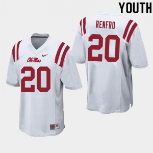 Youth Ole Miss #20 Kade Renfro White Official Jersey 902615-821