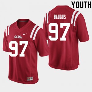 Youth Ole Miss #97 Michael Baugus Red Stitched Jersey 599345-855