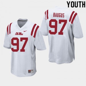 Youth Ole Miss Rebels #97 Michael Baugus White Player Jerseys 304295-718