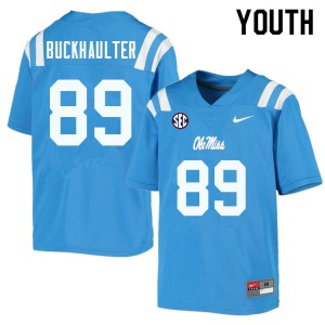 Youth University of Mississippi #89 Brandon Buckhaulter Powder Blue Embroidery Jerseys 383350-442