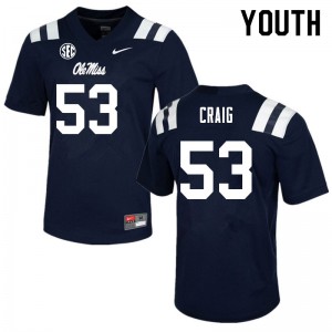 Youth Ole Miss Rebels #53 Carter Craig Navy NCAA Jersey 653426-543