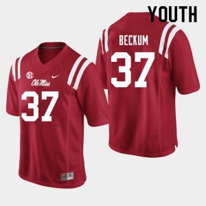 Youth Ole Miss #37 DJ Beckum Red Player Jerseys 277486-922