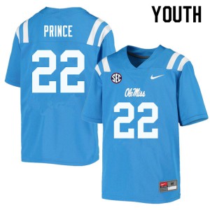 Youth Ole Miss #22 Deantre Prince Powder Blue Player Jersey 319264-179