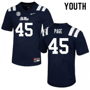 Youth University of Mississippi #45 Fred Page Navy Official Jerseys 345426-148