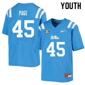 Youth University of Mississippi #45 Fred Page Powder Blue Official Jerseys 485182-488