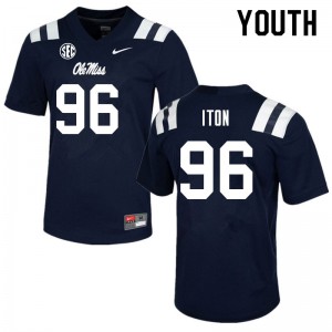 Youth Ole Miss Rebels #96 Isaiah Iton Navy Player Jerseys 687110-424