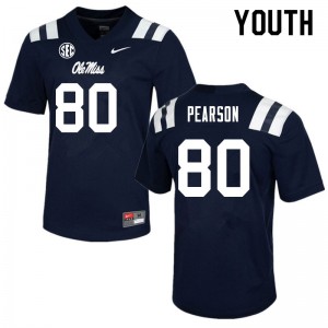 Youth Ole Miss Rebels #80 Jahcour Pearson Navy Official Jersey 750257-240