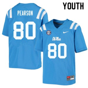 Youth Ole Miss #80 Jahcour Pearson Powder Blue Official Jersey 727837-148