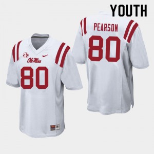 Youth University of Mississippi #80 Jahcour Pearson White Official Jersey 224975-743