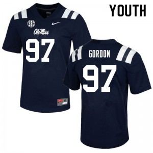 Youth University of Mississippi #97 Jamond Gordon Navy Player Jerseys 444283-247