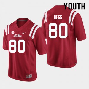 Youth Ole Miss #80 Jonathan Hess Red Football Jersey 413854-482