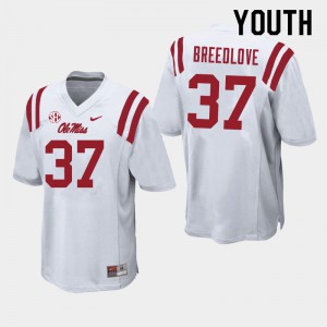 Youth Ole Miss #37 Kyndrich Breedlove White Stitched Jersey 729659-369