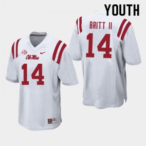Youth Rebels #14 Marc Britt II White Stitch Jerseys 656606-599