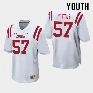 Youth Ole Miss Rebels #57 Micah Pettus White Football Jersey 376865-159