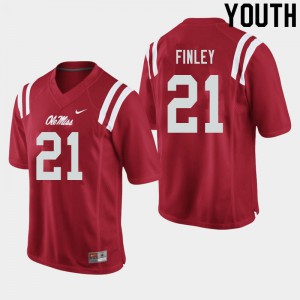 Youth Ole Miss #21 A.J. Finley Red Football Jerseys 506012-967
