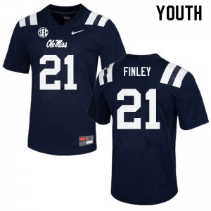 Youth University of Mississippi #21 AJ Finley Navy Player Jersey 595499-353