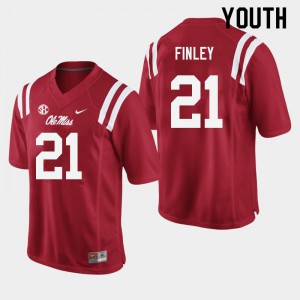 Youth Ole Miss #21 AJ Finley Red Official Jersey 707566-901