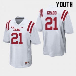 Youth Rebels #21 Alex Grado White Football Jerseys 993896-337