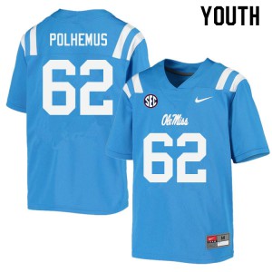 Youth Ole Miss #62 Andrew Polhemus Powder Blue Football Jerseys 378537-354