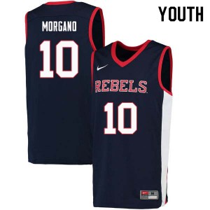 Youth Ole Miss Rebels #10 Antonio Morgano Navy Basketball Jerseys 982457-464