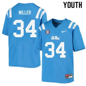 Youth Ole Miss #34 Bobo Miller Powder Blue Official Jersey 911805-543