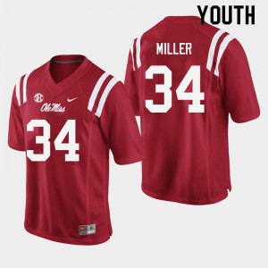 Youth Ole Miss #34 Bobo Miller Red Official Jerseys 501331-102