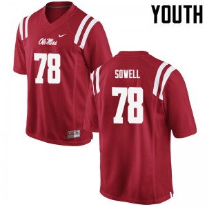 Youth Ole Miss Rebels #78 Bradley Sowell Red Stitched Jersey 319243-477